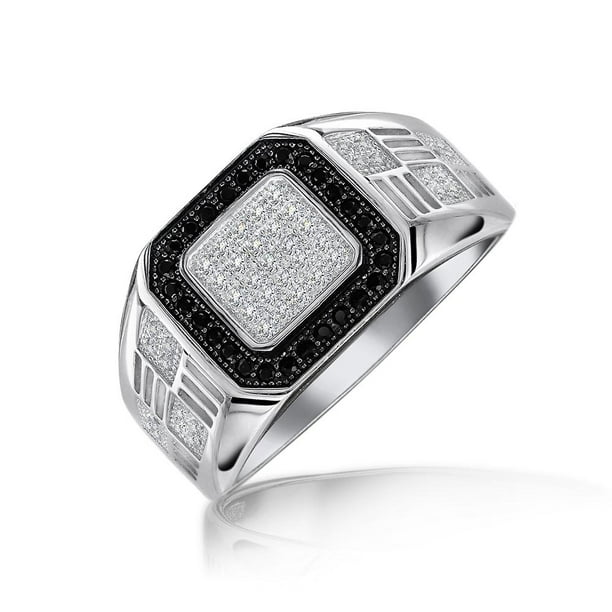 TVS-JEWELS Mens White Platinum Plated 925 Pure Sterling Silver Wedding Engagement Ring TVS-JEWELS Mens White Platinum Plated 925 Pure Sterling Silver Wedding Engagement Ring